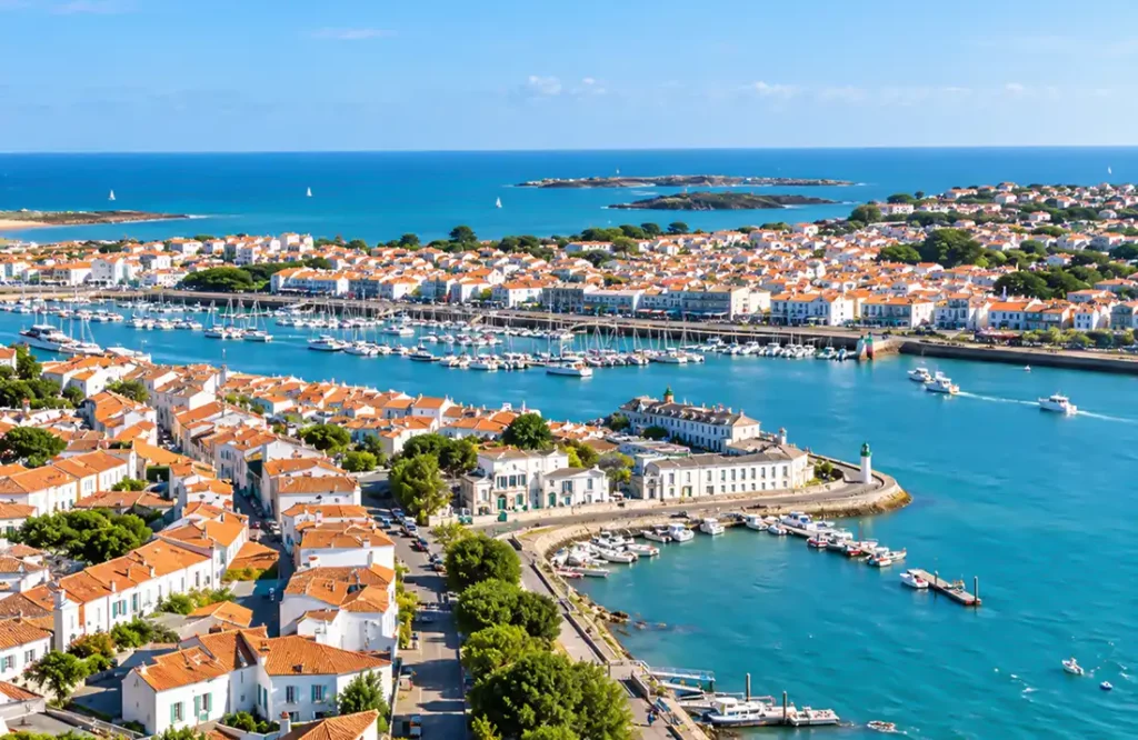 vu d'un paysage vendéen avec un port maritime